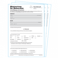 Wohnraum-Mietvertrag (gedruckt, mit Durchschlag)